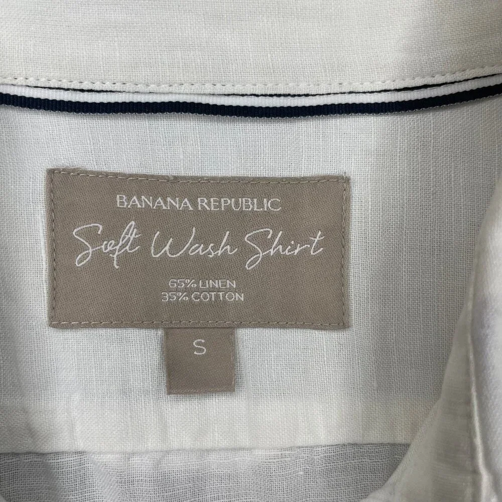 Banana Republic Soft Wash Shirt Linen Cotton Button Down Shirt Sz Small Career - Picture 8 of 9